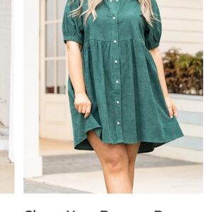 Chic Soul Green Puff Sleeve Mini Sundress